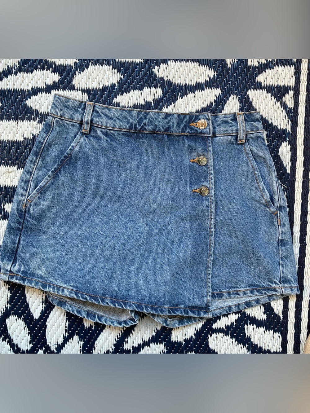 Zara Denim Skort with a wrap front.